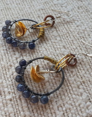 Blue Phase Iolite and Rebar Earrings | Shimmerlings®