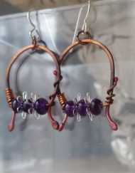 Arc Amethyst and Copper Earrings