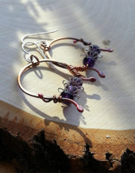 Arc Amethyst and Copper Earrings